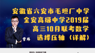 安徽省六安市毛坦厂中学、金安高级中学2019届高三10月联考数学选择压轴（详解）